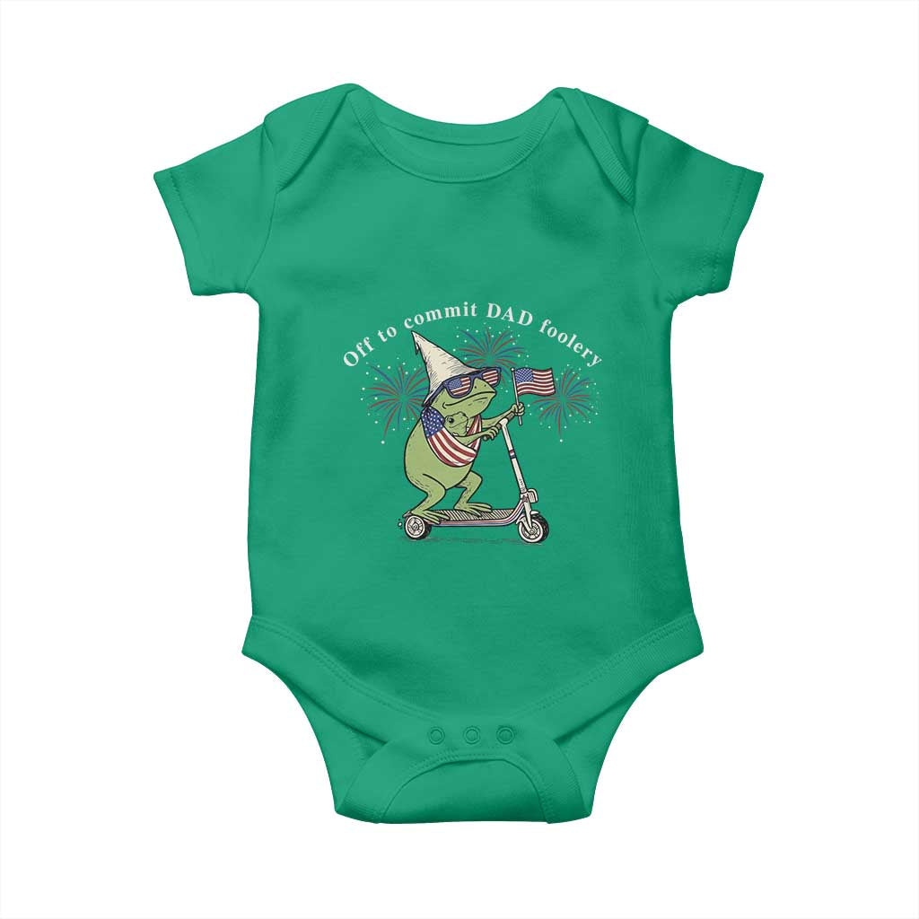 New Dad Frog 4th of July Baby Onesie Off to Commit Dad Foolery
