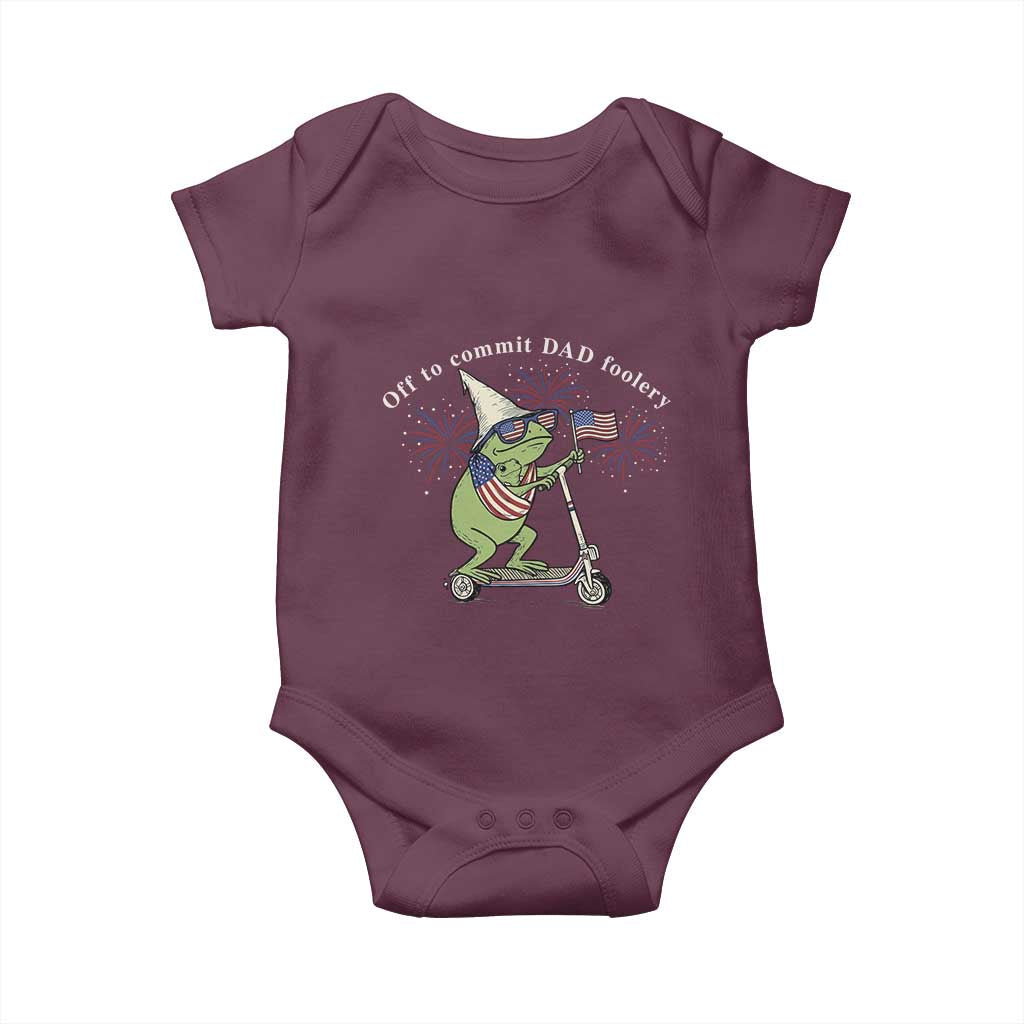 New Dad Frog 4th of July Baby Onesie Off to Commit Dad Foolery
