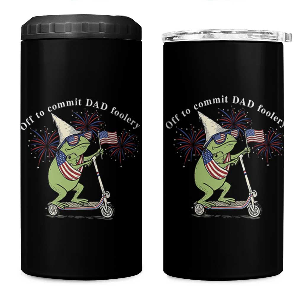 New Dad Frog 4th of July 4 in 1 Can Cooler Tumbler Off to Commit Dad Foolery