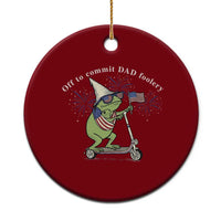 New Dad Frog 4th of July Ceramic Ornament Off to Commit Dad Foolery