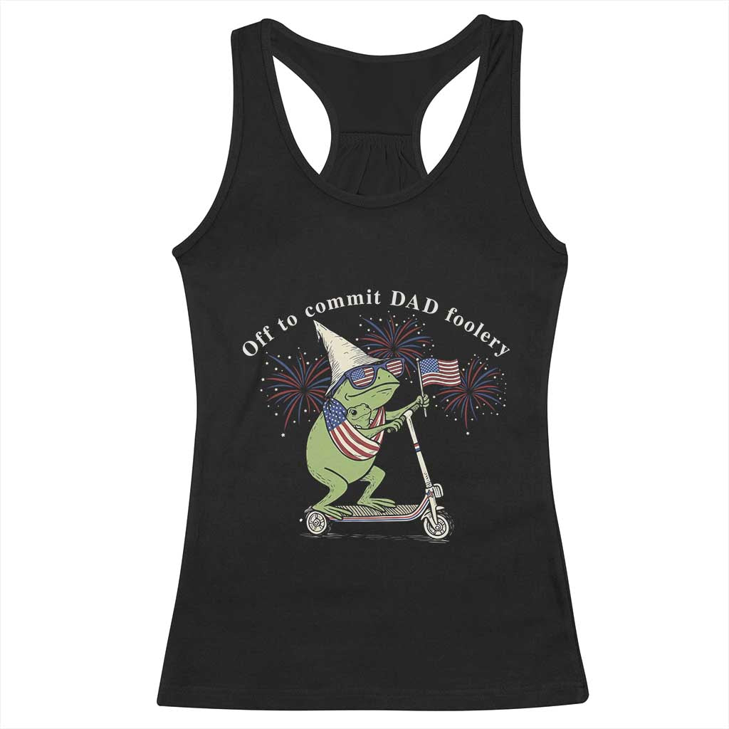 New Dad Frog 4th of July Racerback Tank Top Off to Commit Dad Foolery