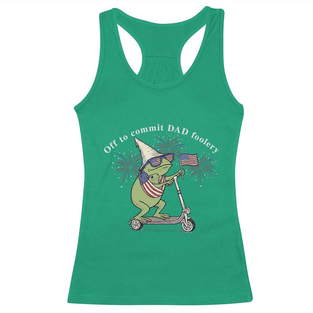 New Dad Frog 4th of July Racerback Tank Top Off to Commit Dad Foolery