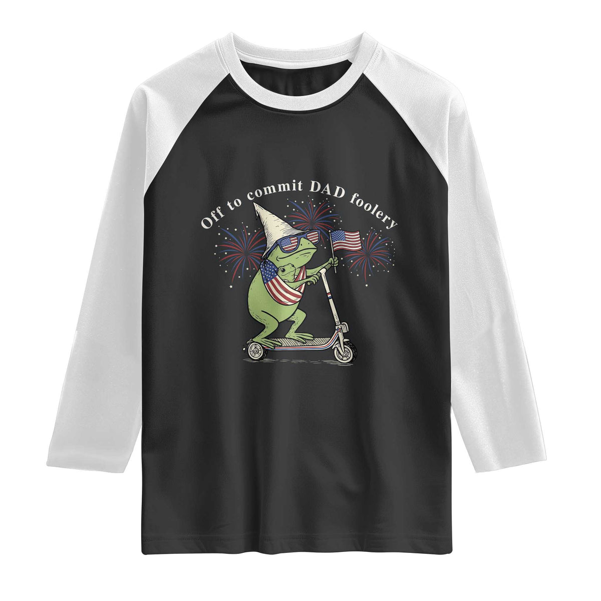 New Dad Frog 4th of July Raglan Shirt Off to Commit Dad Foolery