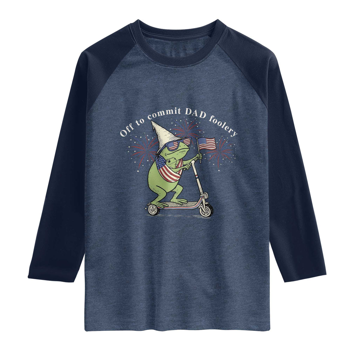 New Dad Frog 4th of July Raglan Shirt Off to Commit Dad Foolery
