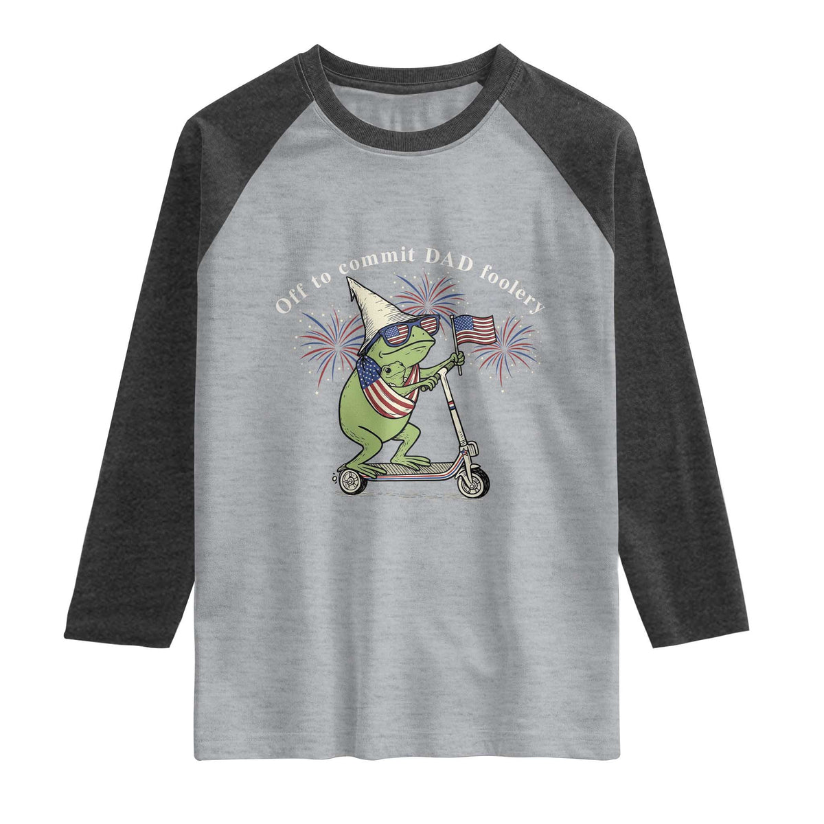 New Dad Frog 4th of July Raglan Shirt Off to Commit Dad Foolery