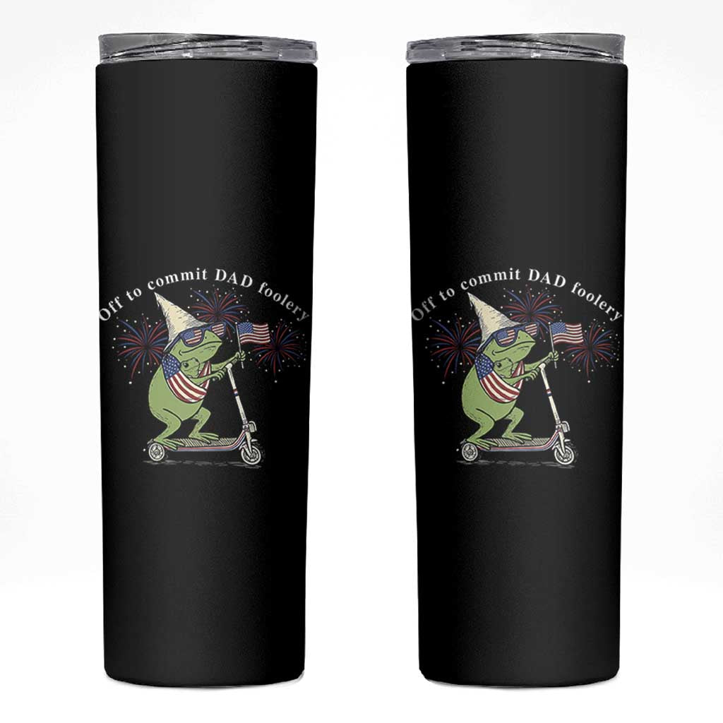 New Dad Frog 4th of July Skinny Tumbler Off to Commit Dad Foolery