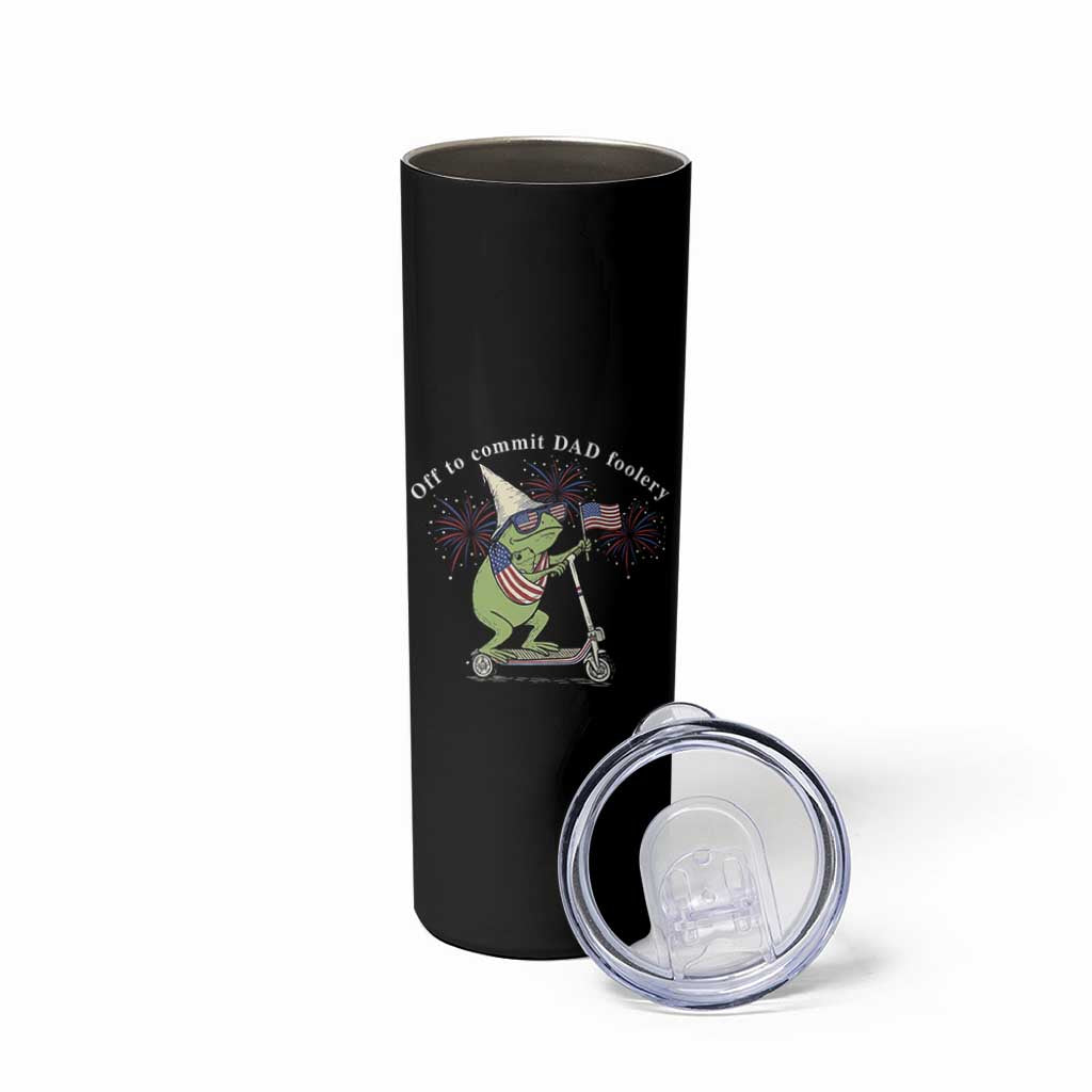New Dad Frog 4th of July Skinny Tumbler Off to Commit Dad Foolery