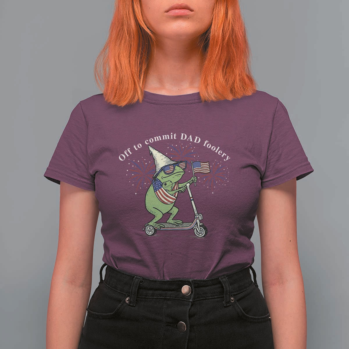 New Dad Frog 4th of July T Shirt For Women Off to Commit Dad Foolery