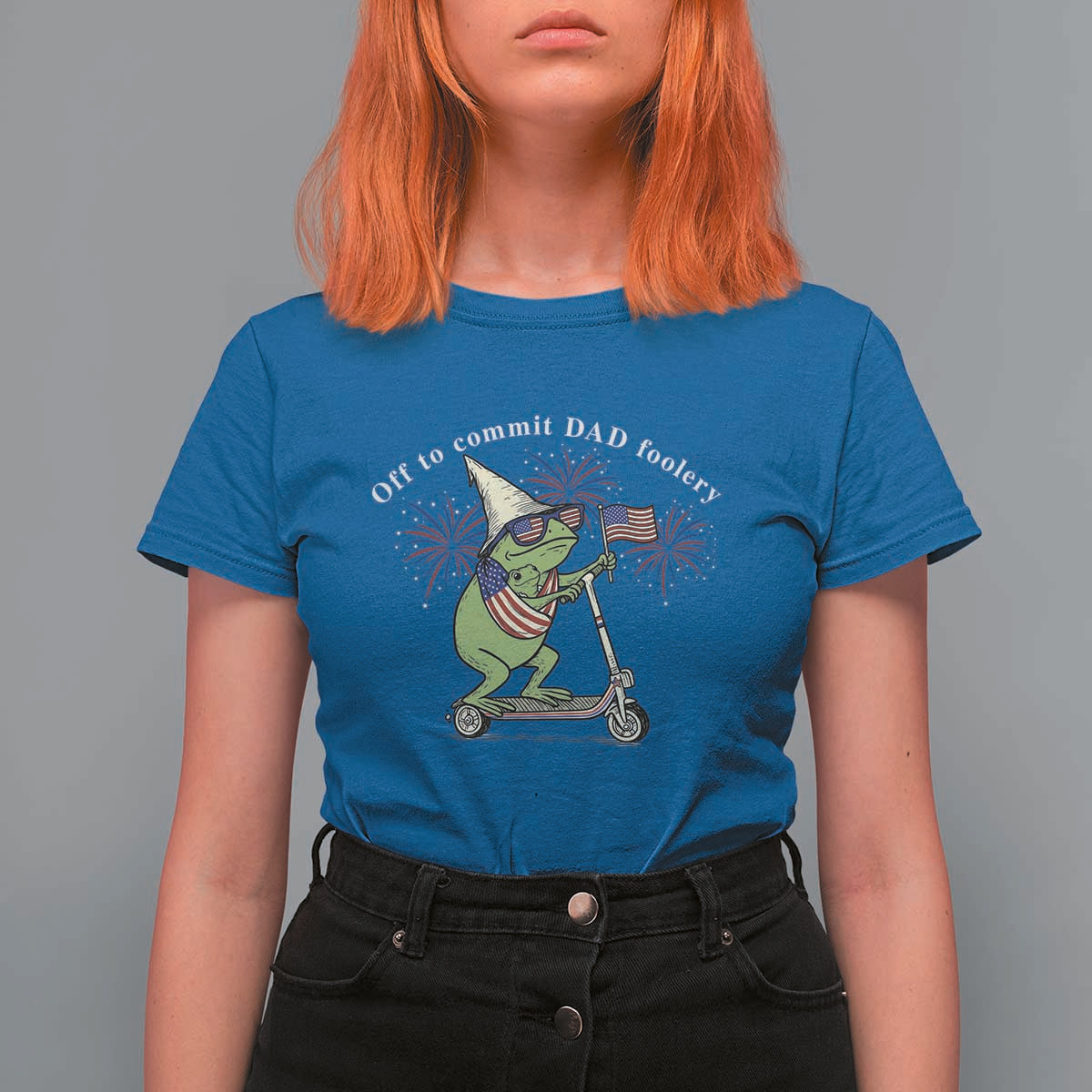 New Dad Frog 4th of July T Shirt For Women Off to Commit Dad Foolery