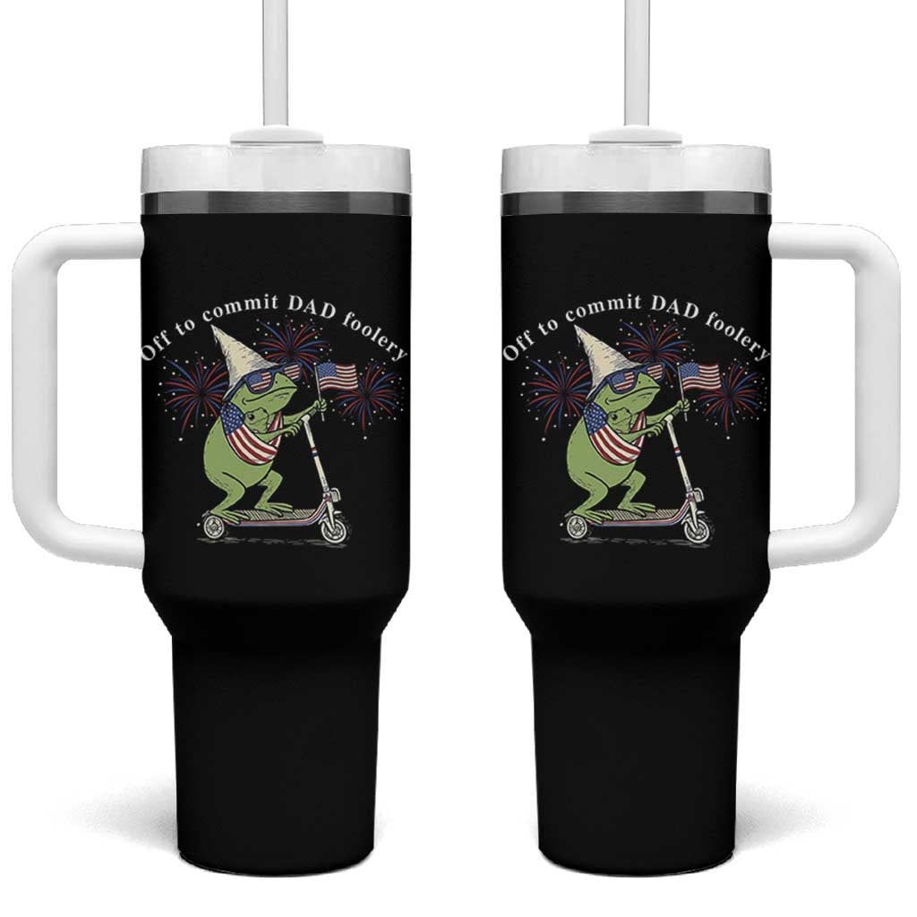 New Dad Frog 4th of July Tumbler With Handle Off to Commit Dad Foolery