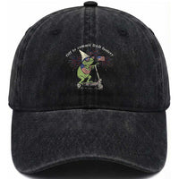New Dad Frog 4th of July Washed Cotton Baseball Cap Off to Commit Dad Foolery