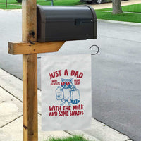 Just Dad Who Always Came Back With The Milk Garden Flag Funny Raccoon Dad