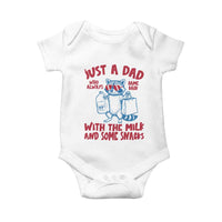 Just Dad Who Always Came Back With The Milk Baby Onesie Funny Raccoon Dad