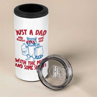 Just Dad Who Always Came Back With The Milk 4 in 1 Can Cooler Tumbler Funny Raccoon Dad