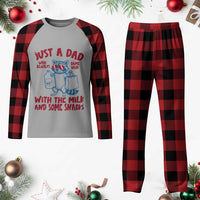 Just Dad Who Always Came Back With The Milk Plaid Pajama Set Funny Raccoon Dad