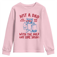 Just Dad Who Always Came Back With The Milk Youth Sweatshirt Funny Raccoon Dad