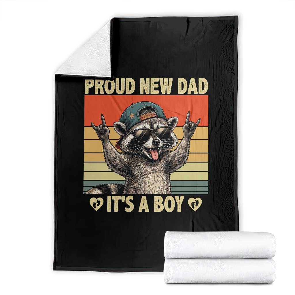 Proud New Dad It's A Boy Throw Blanket Funny Raccoon Humor Father's Day