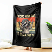 Proud New Dad It's A Boy Throw Blanket Funny Raccoon Humor Father's Day