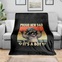 Proud New Dad It's A Boy Throw Blanket Funny Raccoon Humor Father's Day