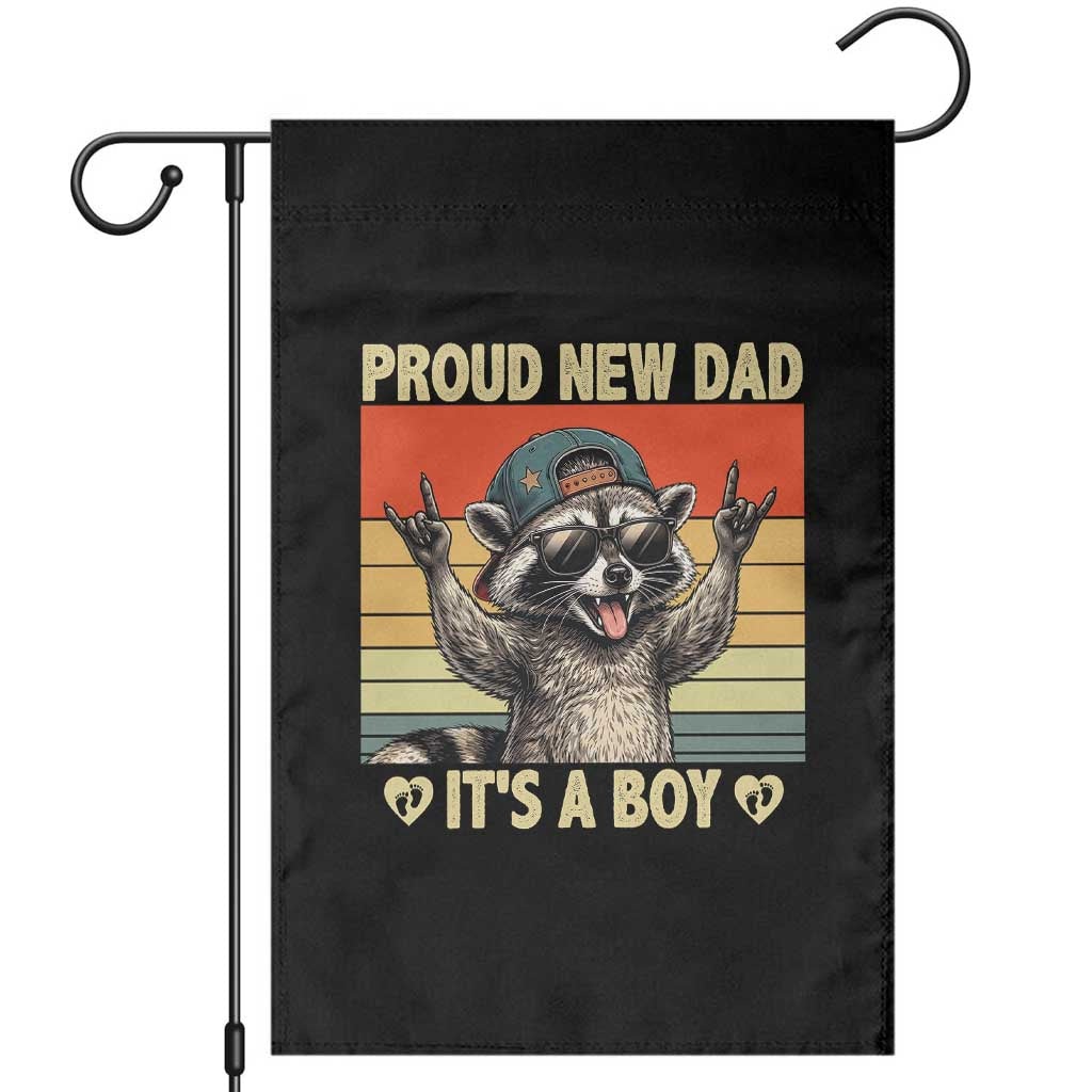 Proud New Dad It's A Boy Garden Flag Funny Raccoon Humor Father's Day