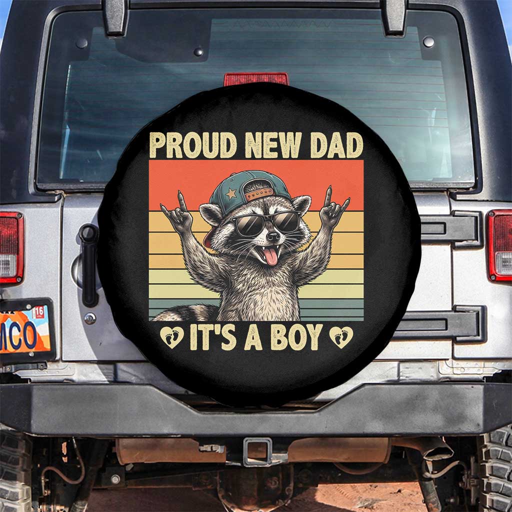 Proud New Dad It's A Boy Spare Tire Cover Funny Raccoon Humor Father's Day