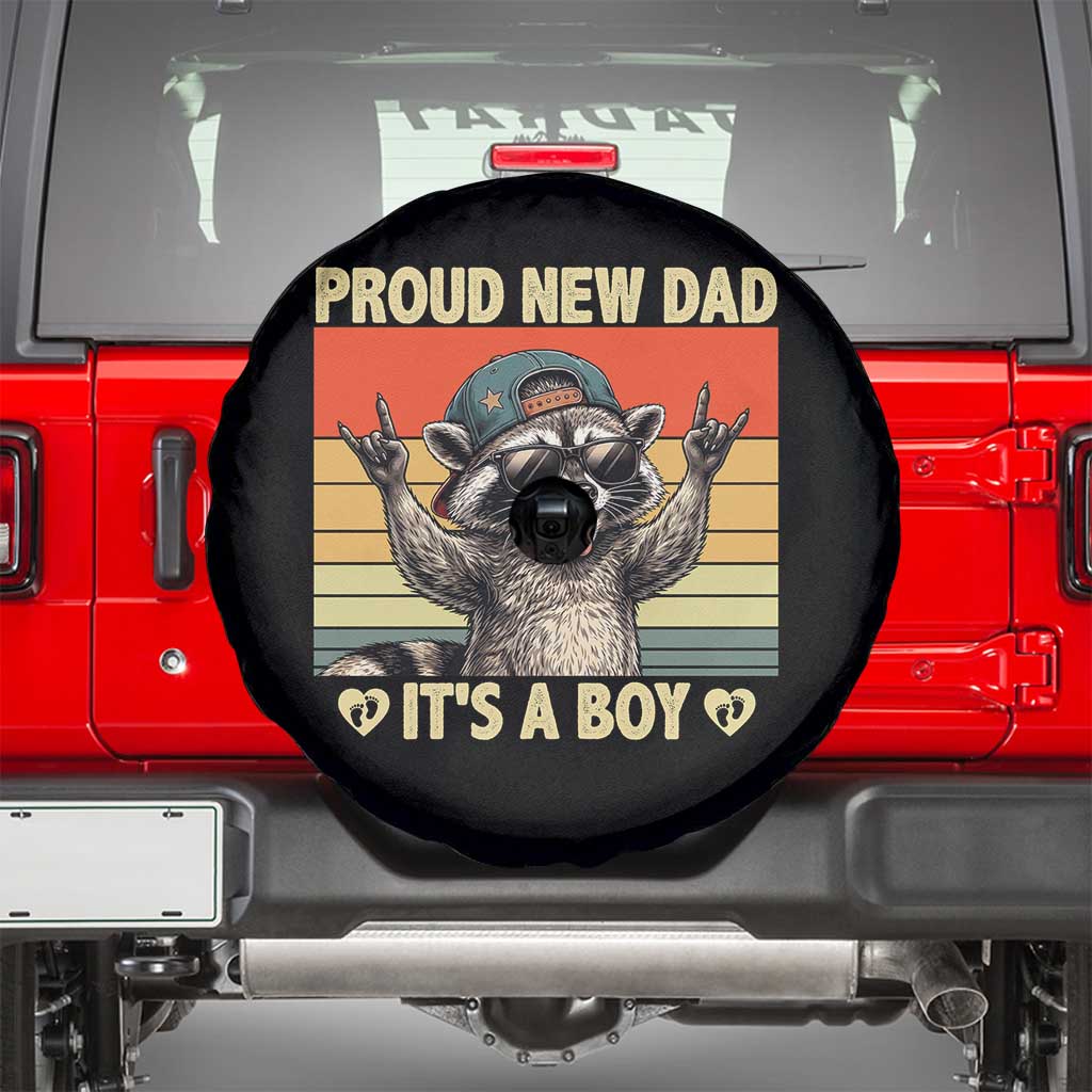 Proud New Dad It's A Boy Spare Tire Cover Funny Raccoon Humor Father's Day