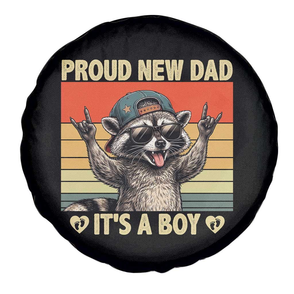 Proud New Dad It's A Boy Spare Tire Cover Funny Raccoon Humor Father's Day