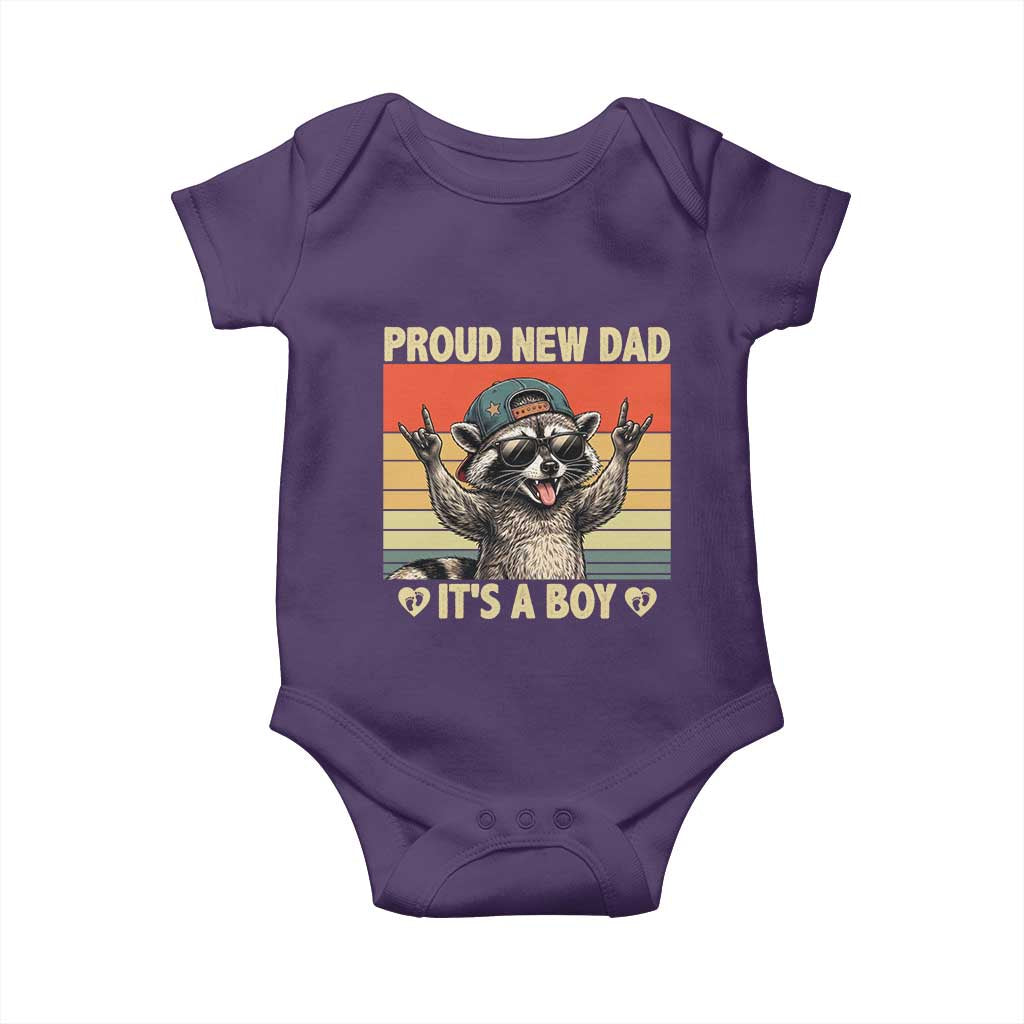 Proud New Dad It's A Boy Baby Onesie Funny Raccoon Humor Father's Day