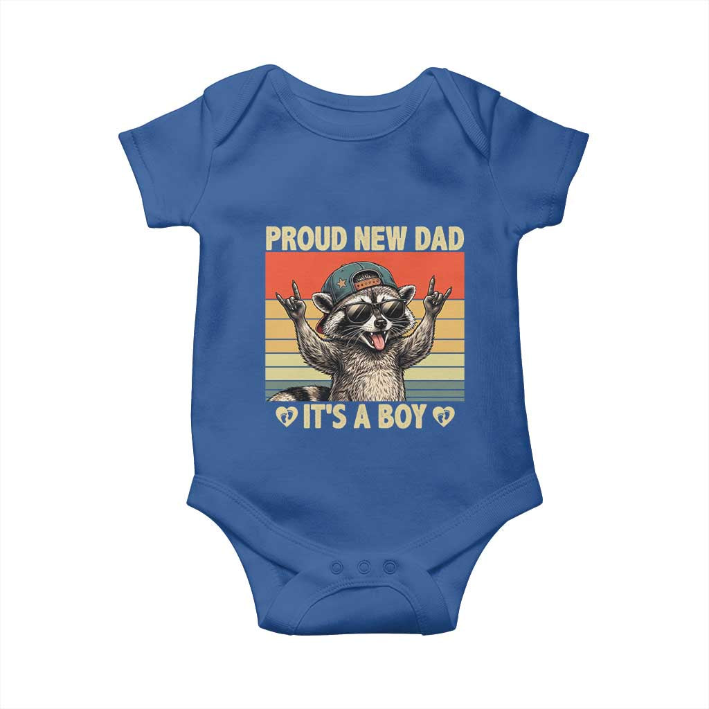 Proud New Dad It's A Boy Baby Onesie Funny Raccoon Humor Father's Day