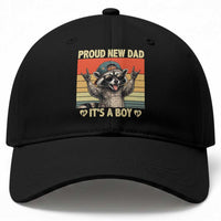 Proud New Dad It's A Boy Baseball Cap Funny Raccoon Humor Father's Day