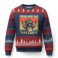 Proud New Dad It's A Boy Ugly Christmas Sweater Funny Raccoon Humor Father's Day