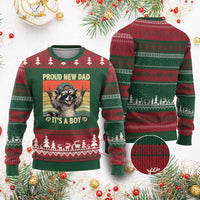 Proud New Dad It's A Boy Ugly Christmas Sweater Funny Raccoon Humor Father's Day