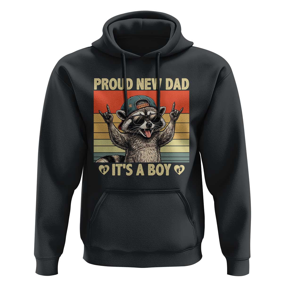 Proud New Dad It's A Boy Hoodie Funny Raccoon Humor Father's Day