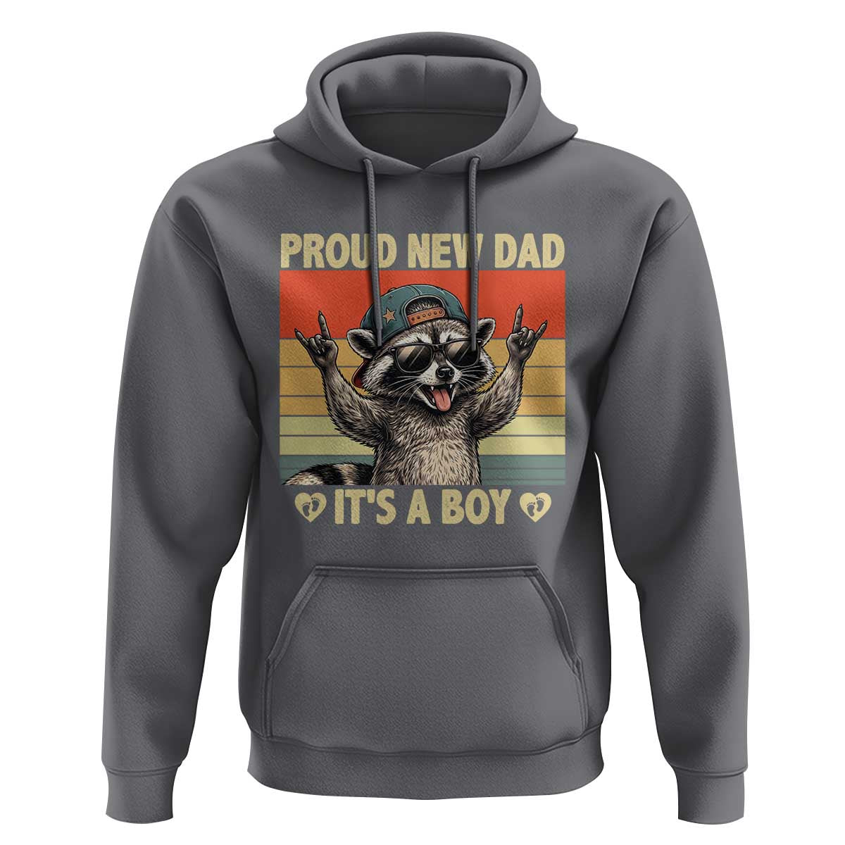 Proud New Dad It's A Boy Hoodie Funny Raccoon Humor Father's Day