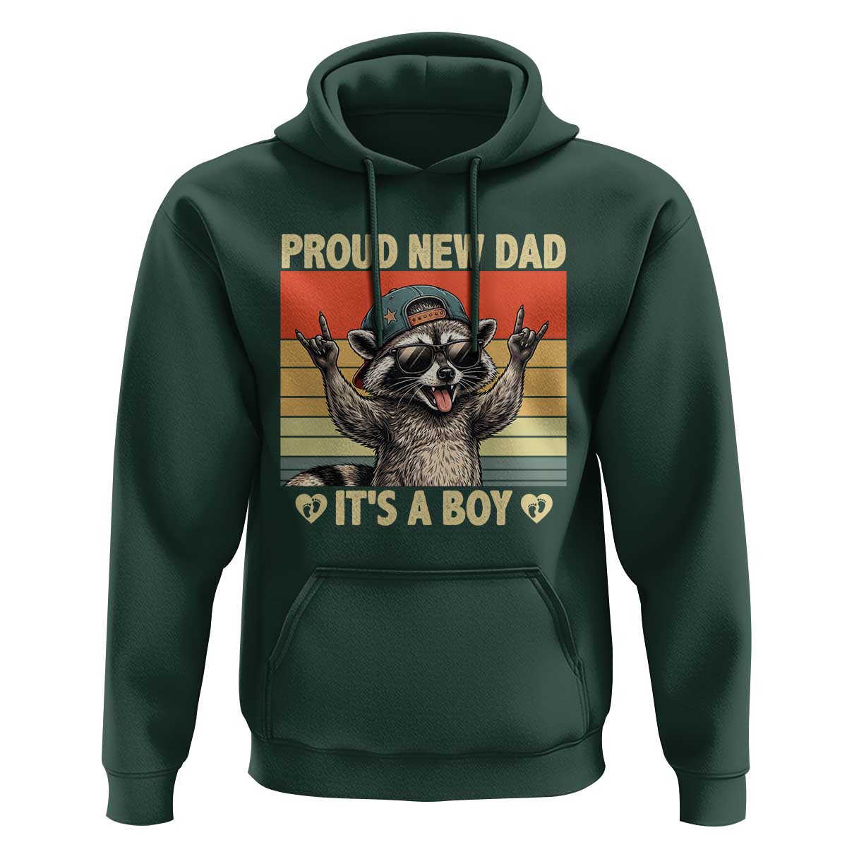 Proud New Dad It's A Boy Hoodie Funny Raccoon Humor Father's Day