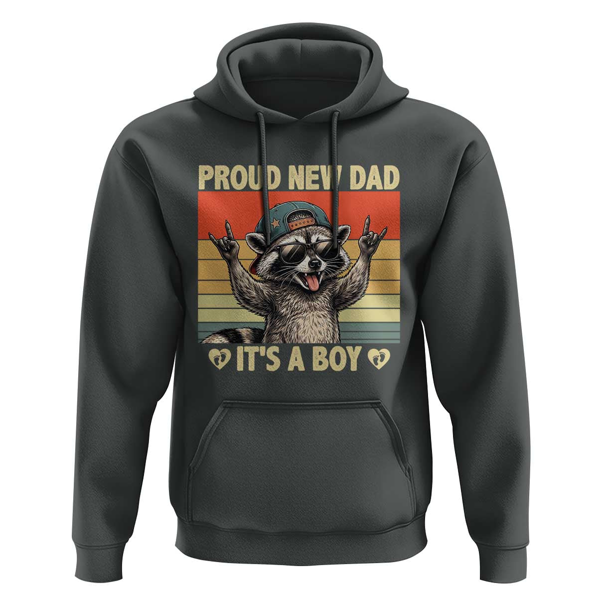 Proud New Dad It's A Boy Hoodie Funny Raccoon Humor Father's Day