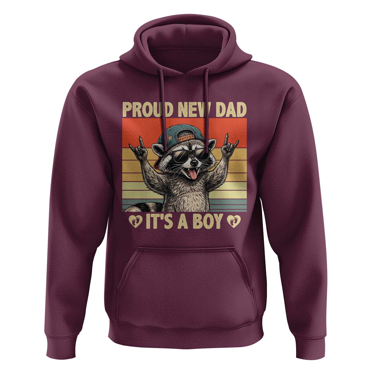Proud New Dad It's A Boy Hoodie Funny Raccoon Humor Father's Day