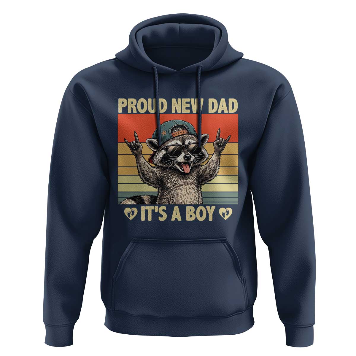Proud New Dad It's A Boy Hoodie Funny Raccoon Humor Father's Day