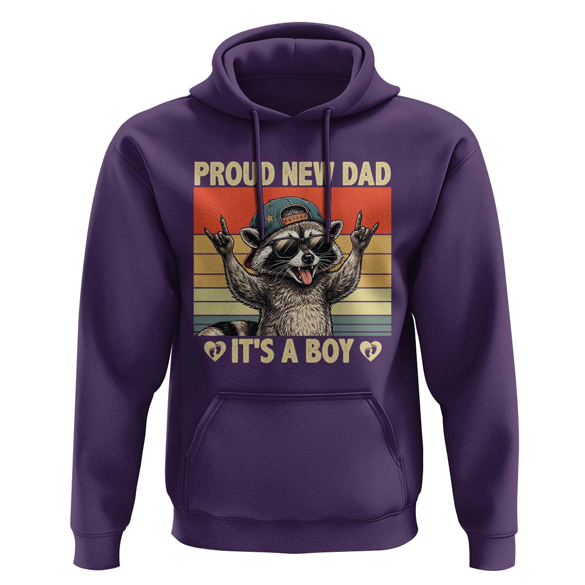 Proud New Dad It's A Boy Hoodie Funny Raccoon Humor Father's Day