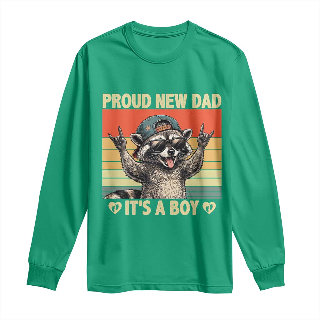Proud New Dad It's A Boy Long Sleeve Shirt Funny Raccoon Humor Father's Day
