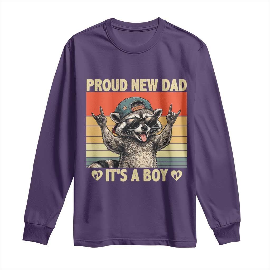 Proud New Dad It's A Boy Long Sleeve Shirt Funny Raccoon Humor Father's Day