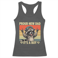 Proud New Dad It's A Boy Racerback Tank Top Funny Raccoon Humor Father's Day