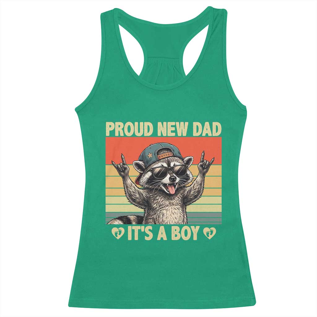 Proud New Dad It's A Boy Racerback Tank Top Funny Raccoon Humor Father's Day