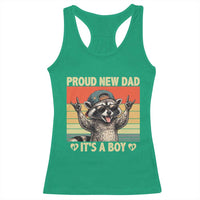 Proud New Dad It's A Boy Racerback Tank Top Funny Raccoon Humor Father's Day