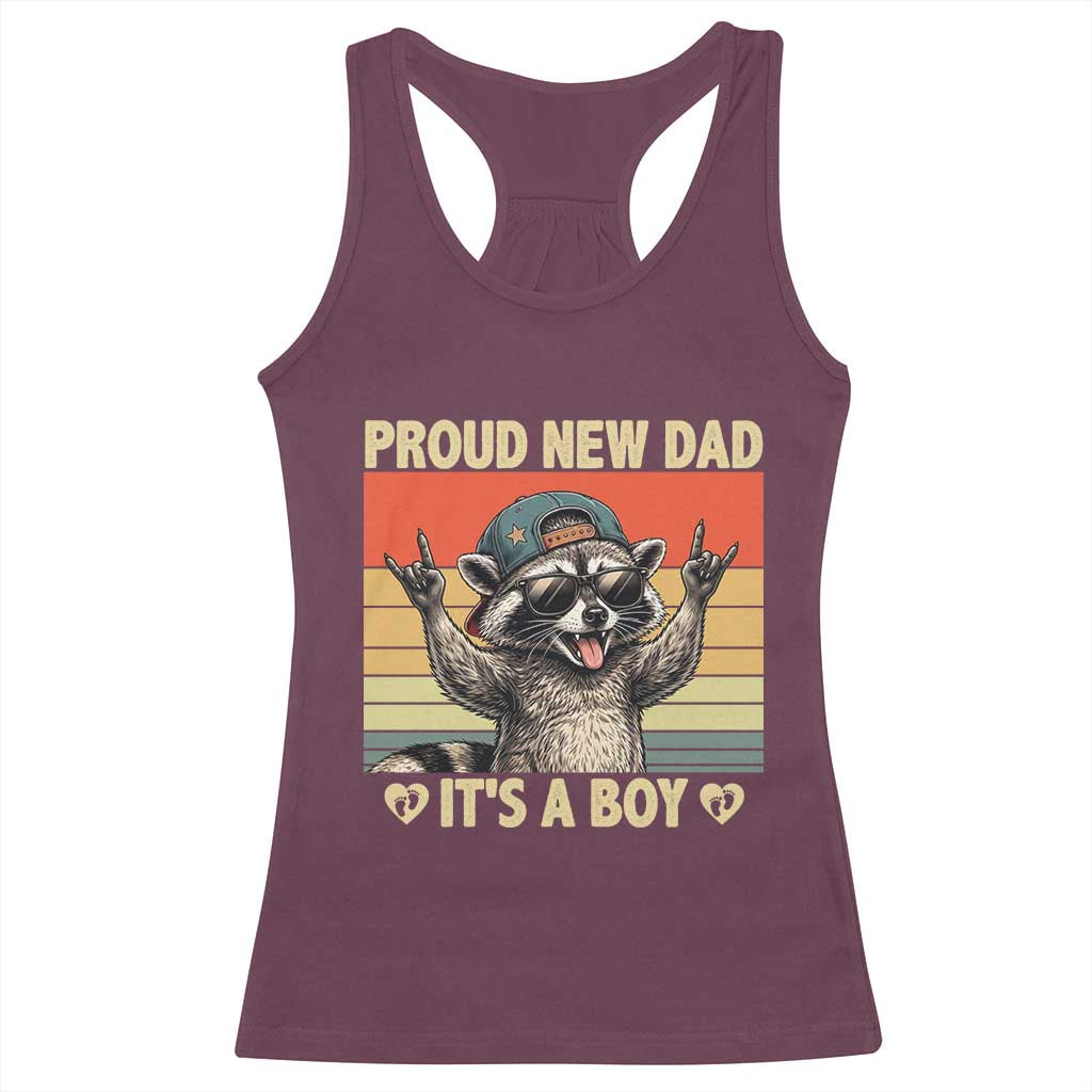 Proud New Dad It's A Boy Racerback Tank Top Funny Raccoon Humor Father's Day