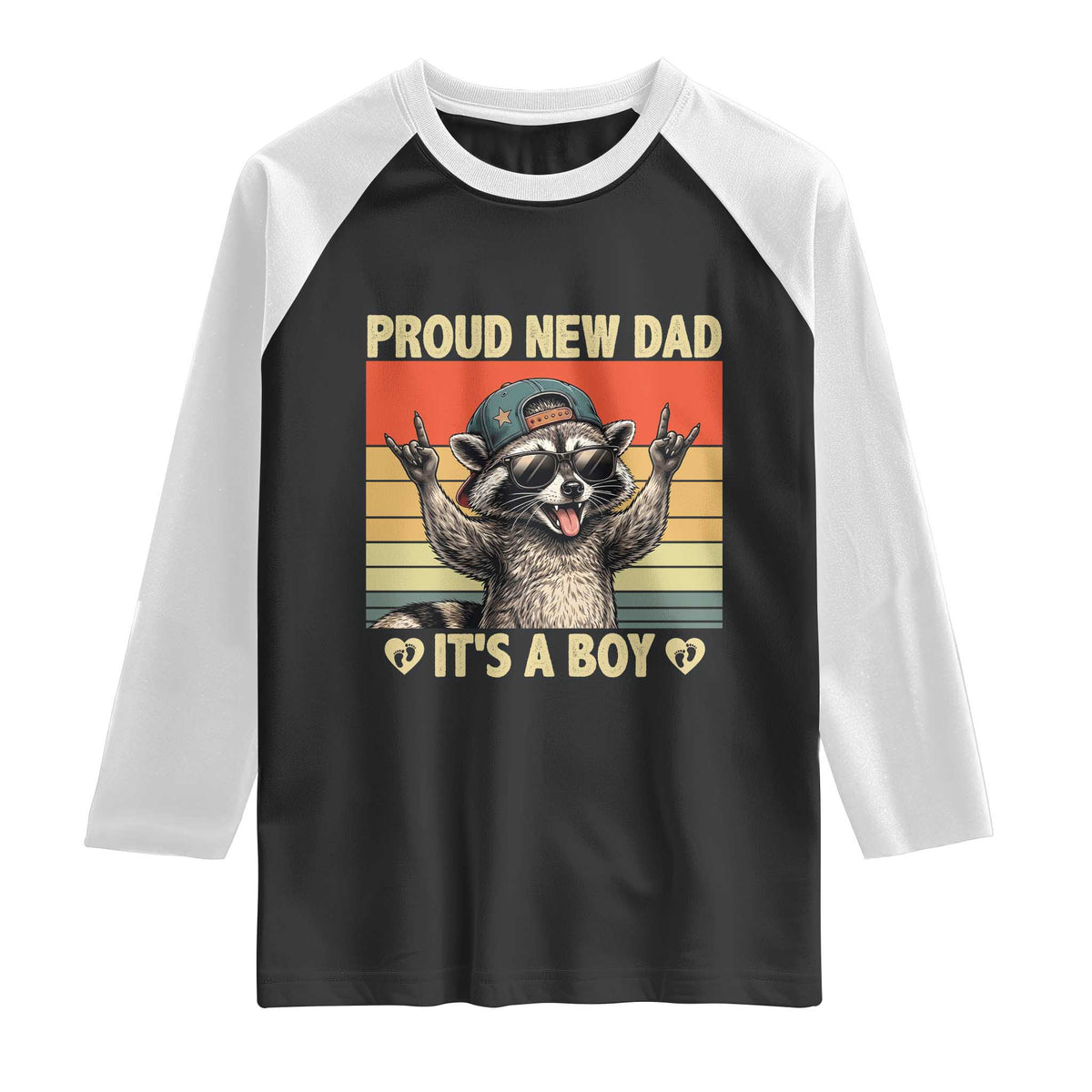 Proud New Dad It's A Boy Raglan Shirt Funny Raccoon Humor Father's Day