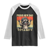 Proud New Dad It's A Boy Raglan Shirt Funny Raccoon Humor Father's Day