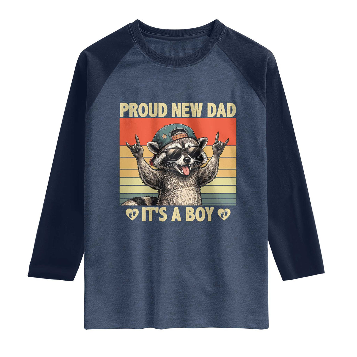 Proud New Dad It's A Boy Raglan Shirt Funny Raccoon Humor Father's Day