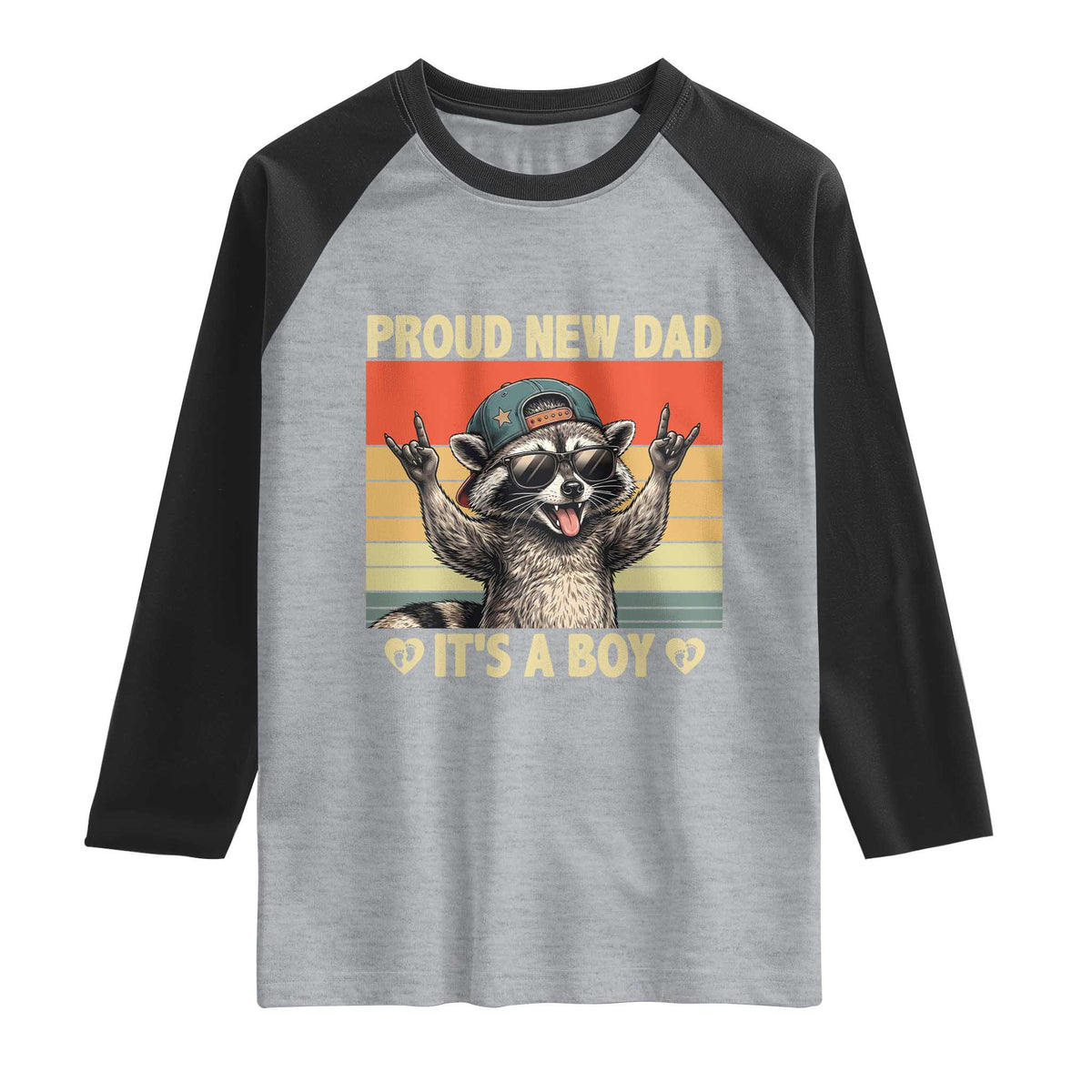 Proud New Dad It's A Boy Raglan Shirt Funny Raccoon Humor Father's Day