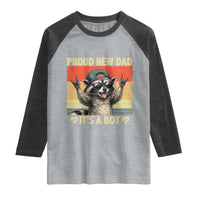Proud New Dad It's A Boy Raglan Shirt Funny Raccoon Humor Father's Day
